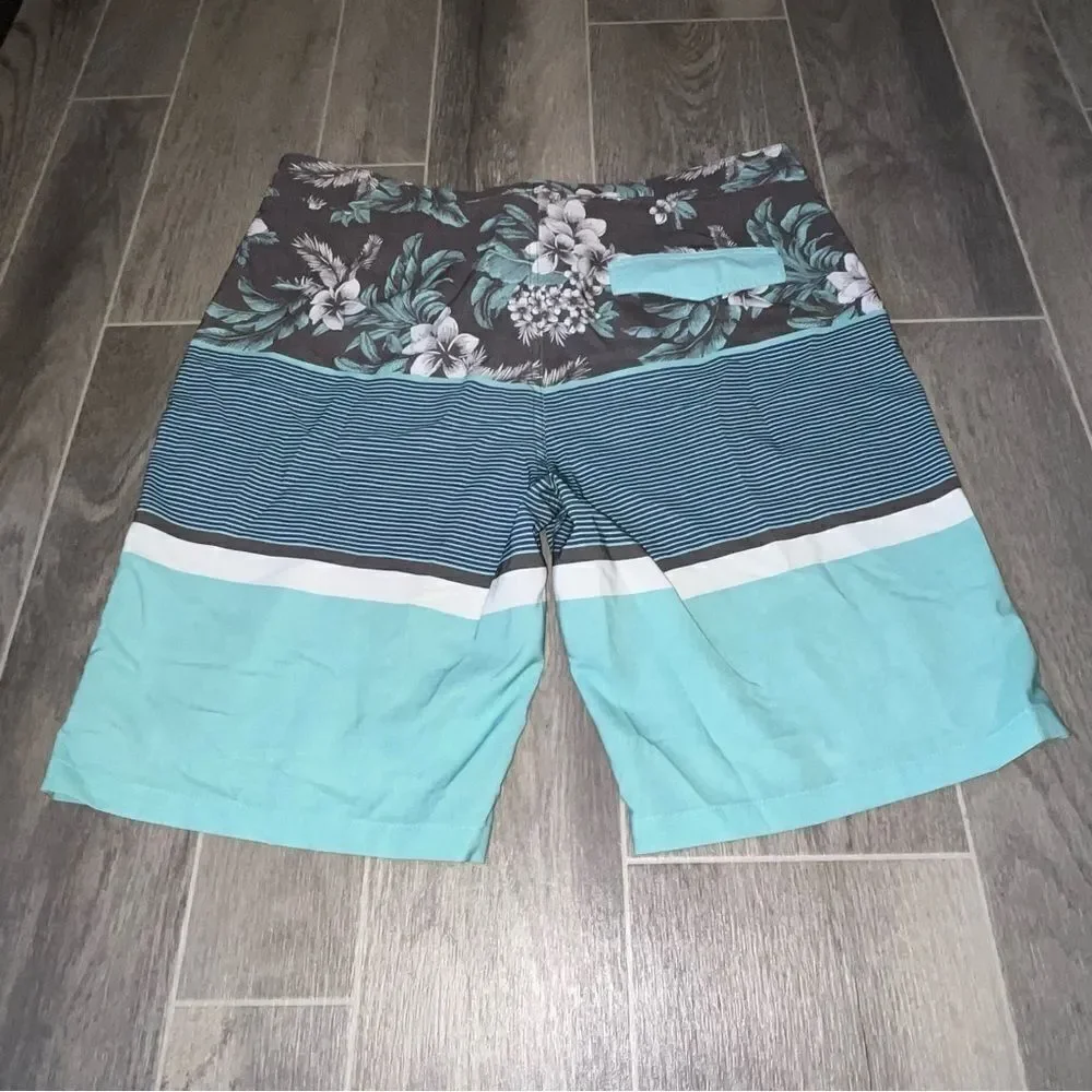 Men's Goodfellow & Co Blue & Grey Hawaiian Print Swimsuit
